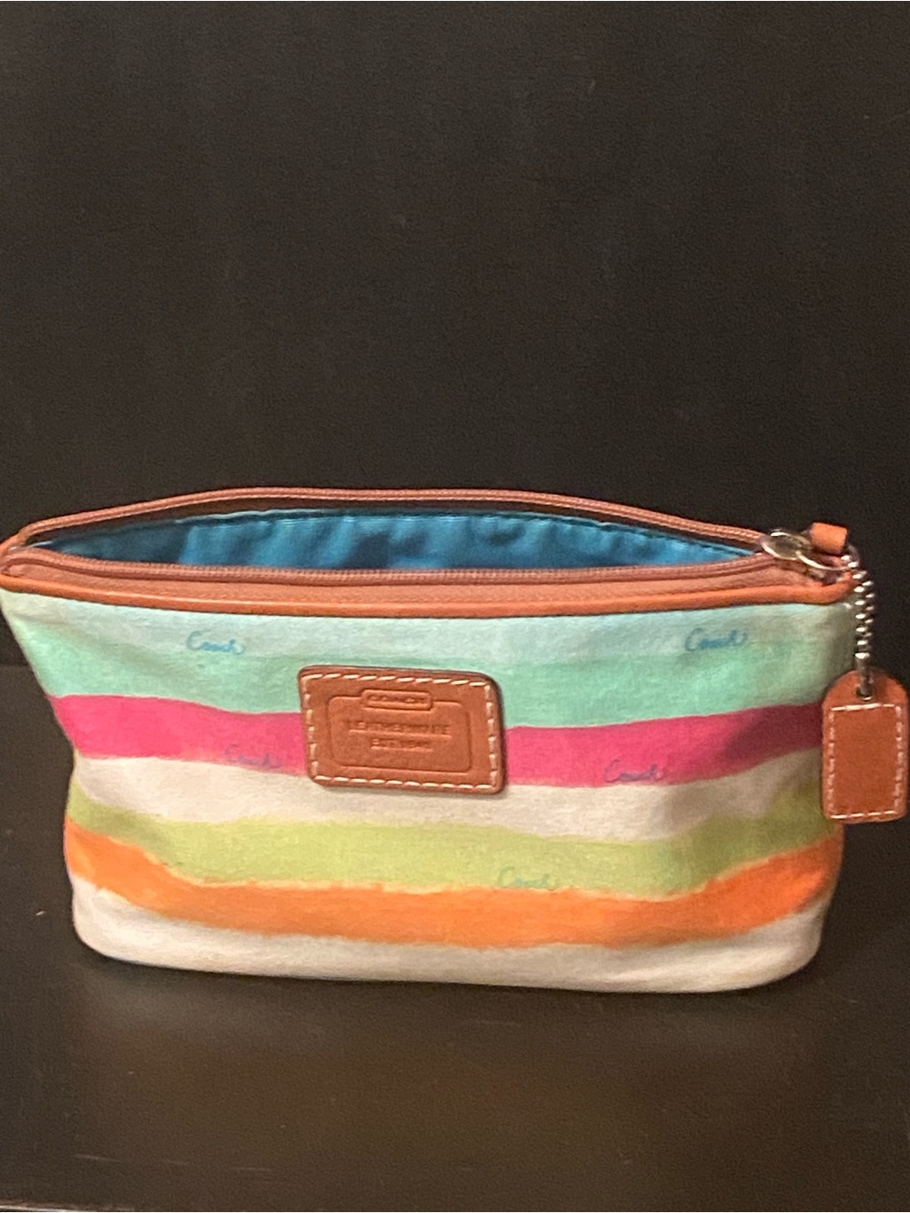 Coach Hampton Watercolor Stripe Zip-Top Cosmetic Pouch